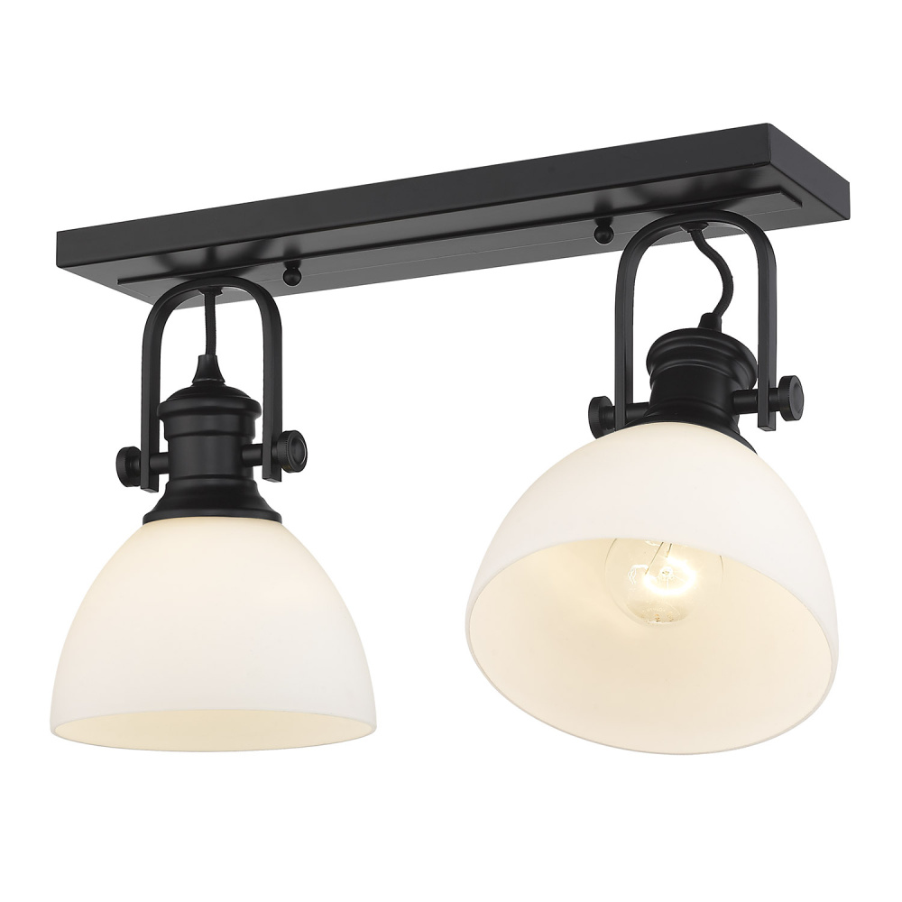 Yep by Golden Lighting Hines 2-light Semi-Flush Mount in Matte Black and Opal Glass